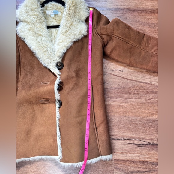 Boden Faux Shearling Suede Coat Camel Brown Sherpa Lined Jacket Women’s Size 2 - Picture 7 of 10